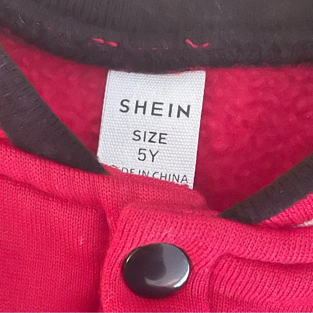 SHEIN Kids Red Varsity Jacket California Play Team Bomber Size 5Y